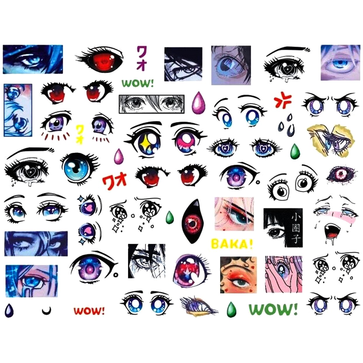 FACE ORGAN PASTER Anime Figurine Doll Eye Chips Paper Cartoon Eyes Stickers  249  PicClick AU
